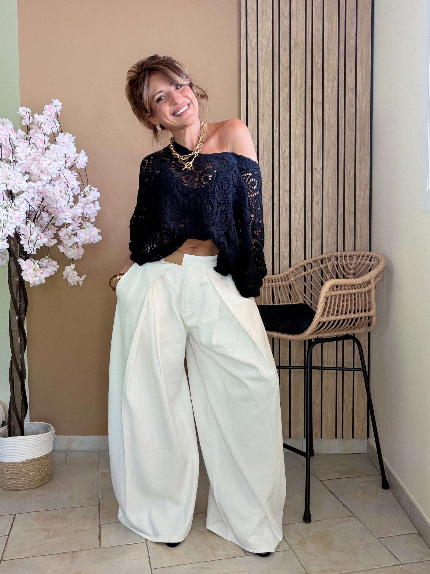 Pantalon jean Modern Pleats blanc