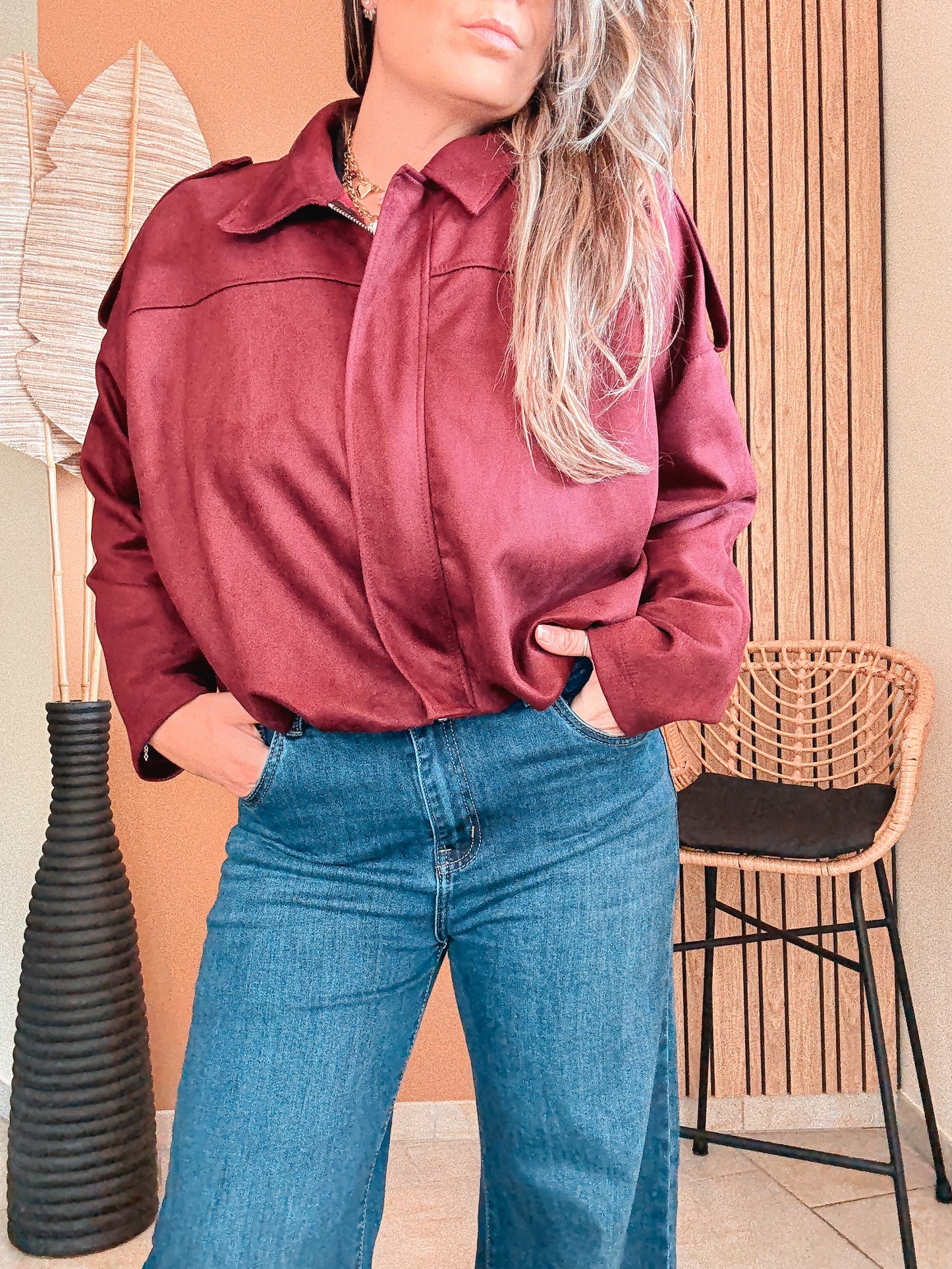 Veste Sienna Suédine Bordeaux