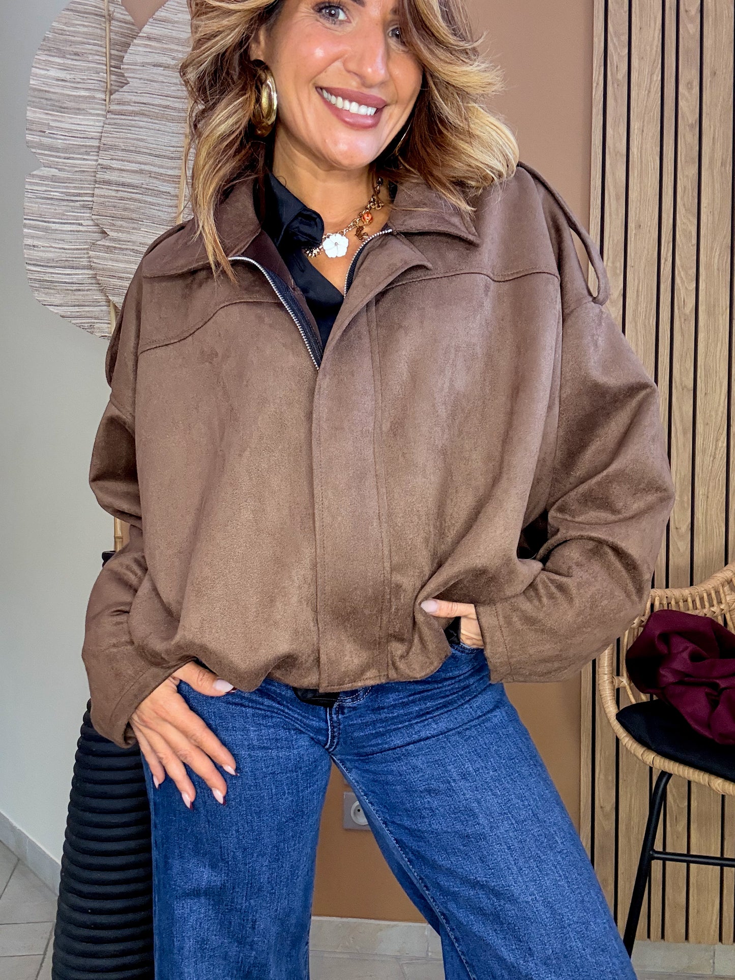Veste Sienna suédine Chocolat