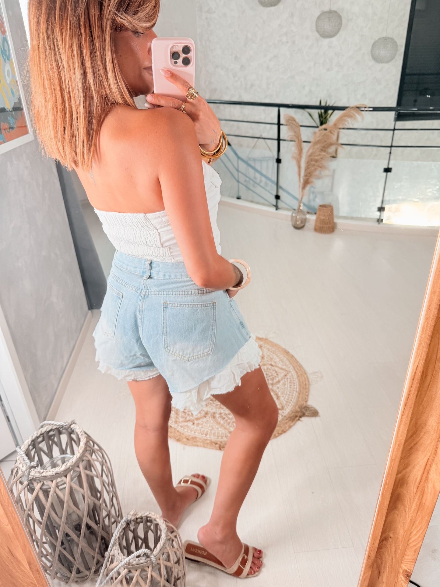 Top bustier en jean blanc
