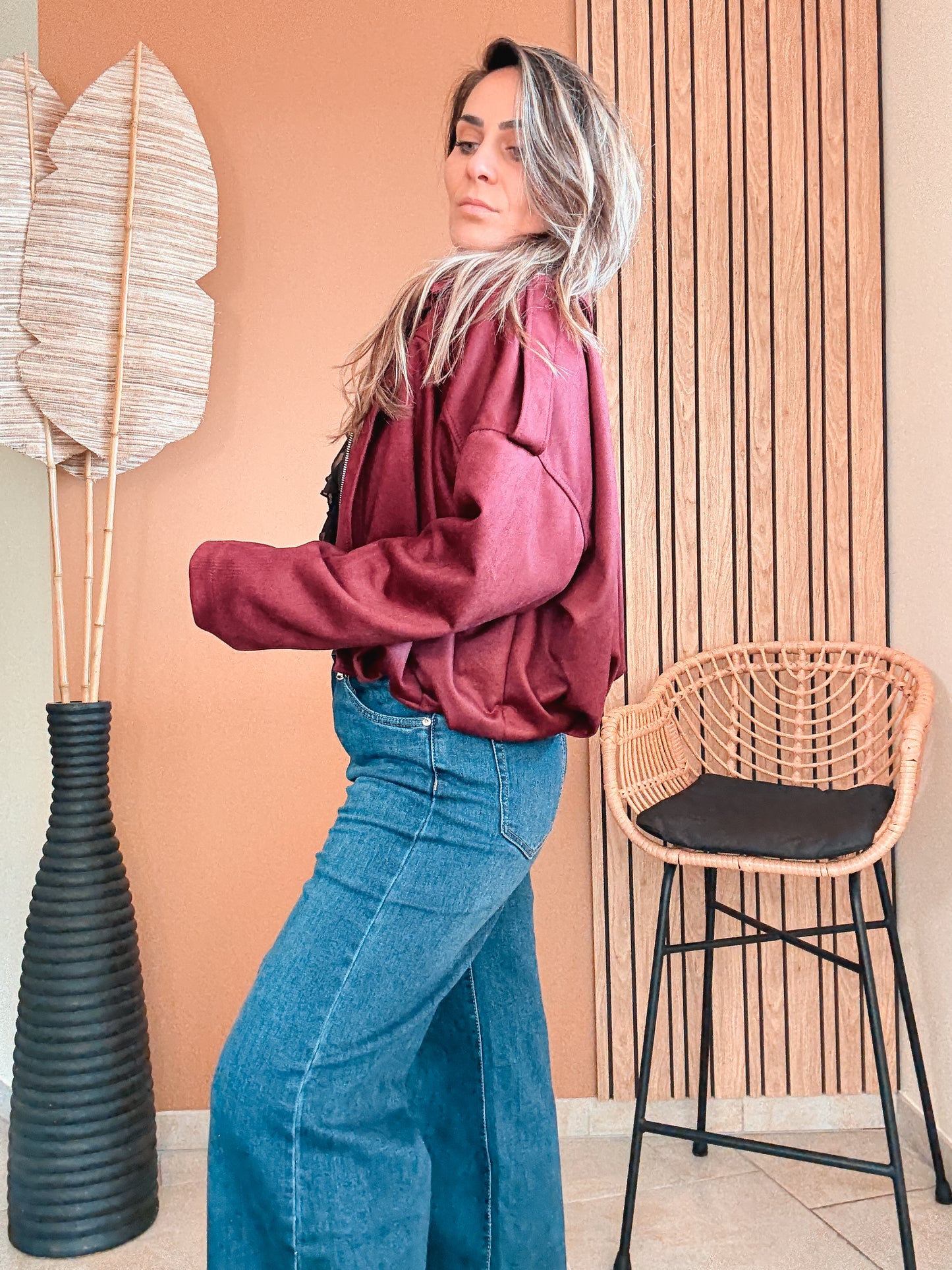 Veste Sienna Suédine Bordeaux