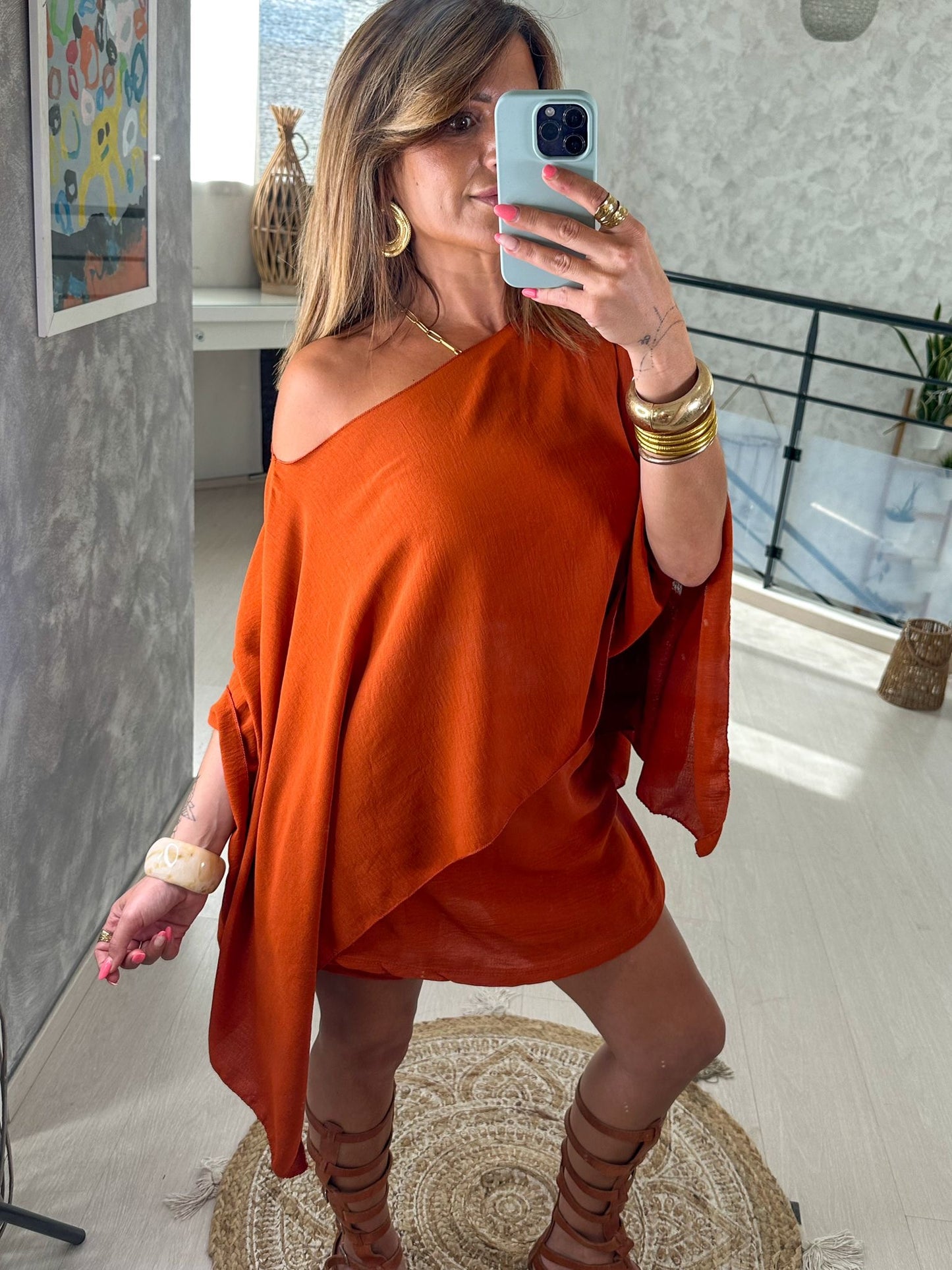 Jupe short Sunny rouille