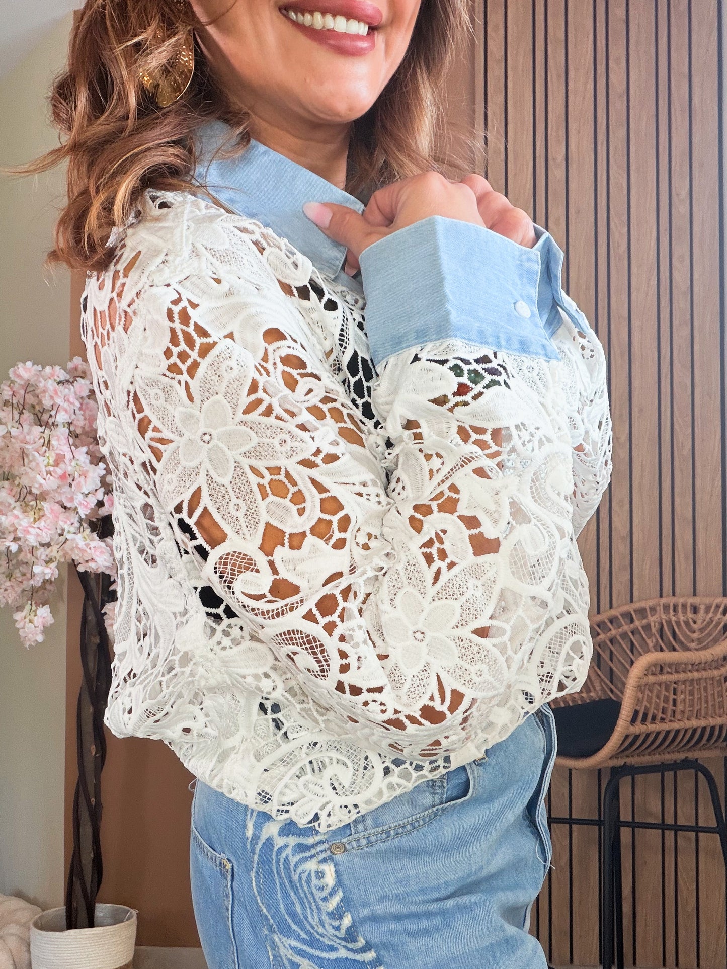 Top Denim Lace