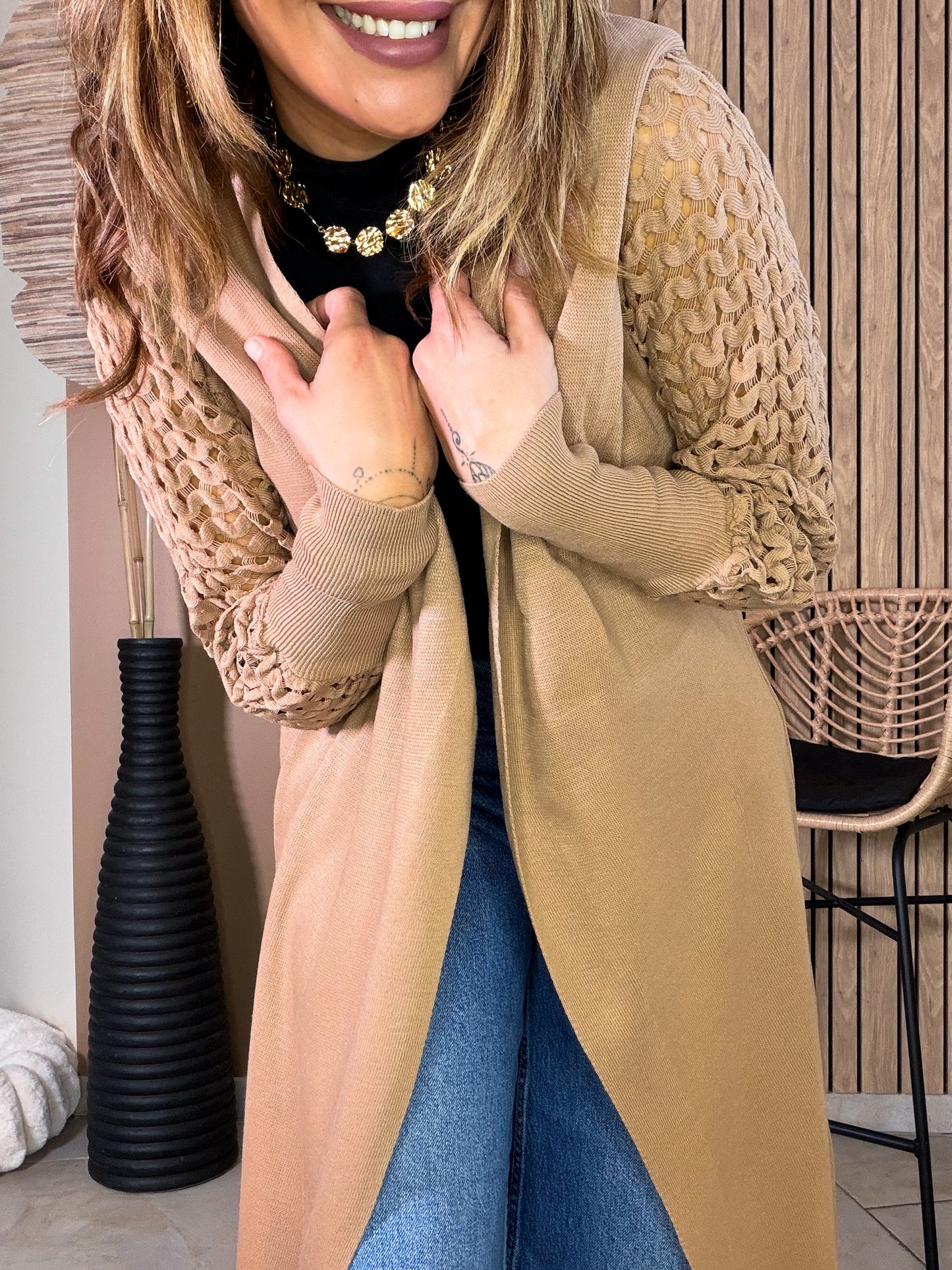 Cardigan soft nomade camel