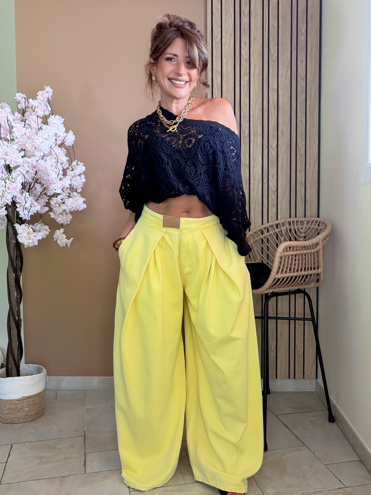 Pantalon jean Modern Pleats jaune