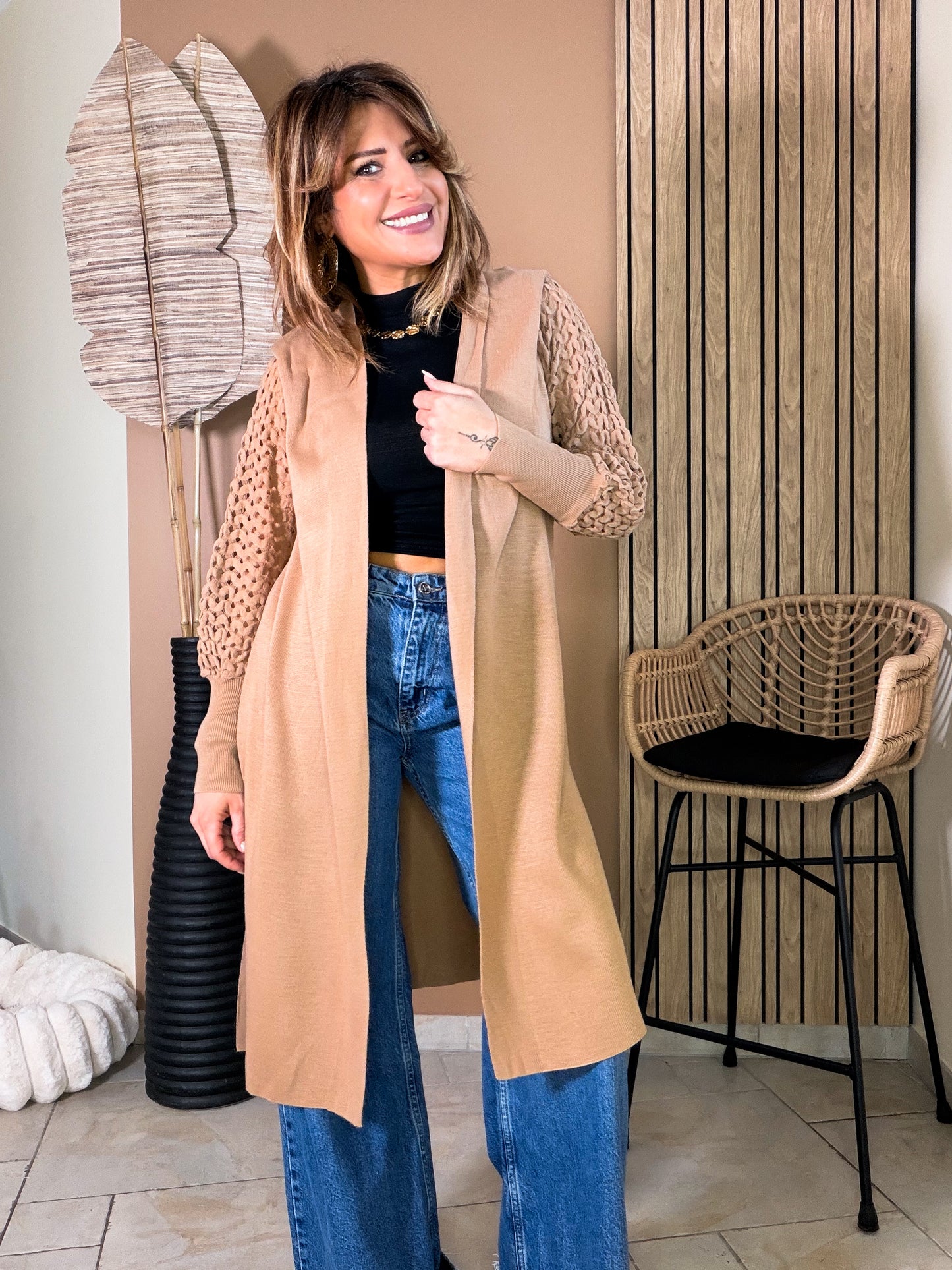 Cardigan soft nomade camel