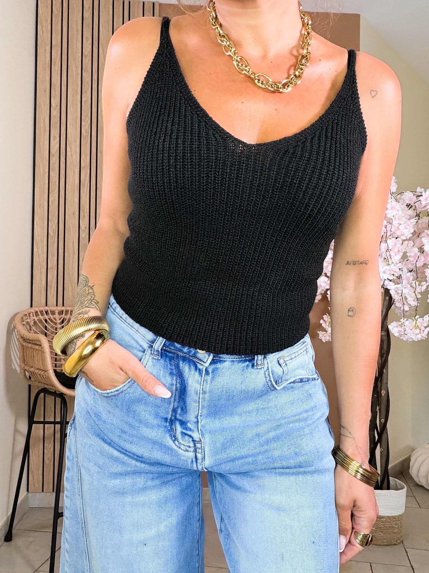 Crop Top Summer Knit noir