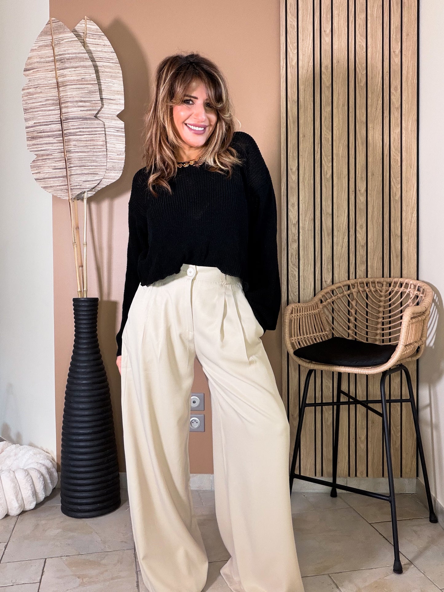 Pantalon Palazzo Beige