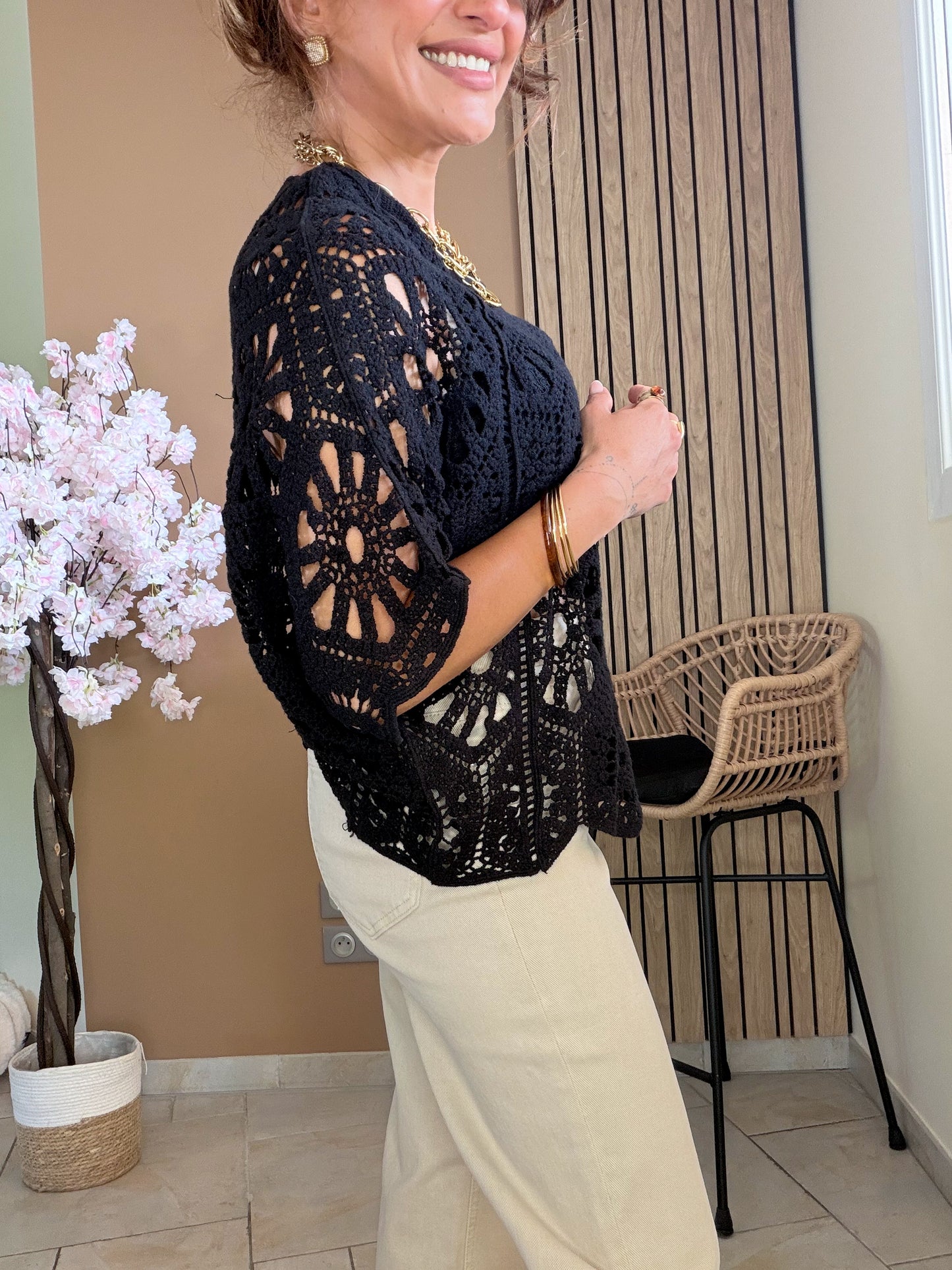 Top crochet Sidney noir