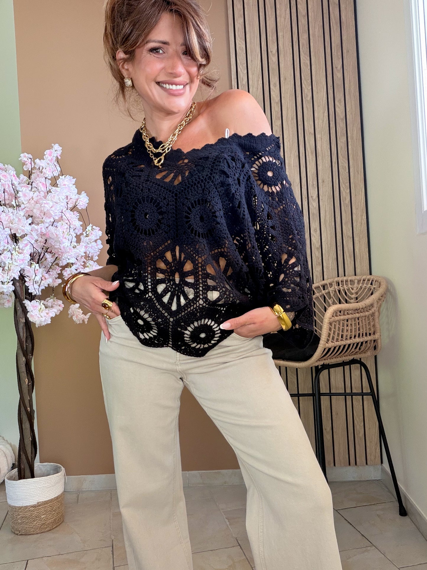 Top crochet Sidney noir