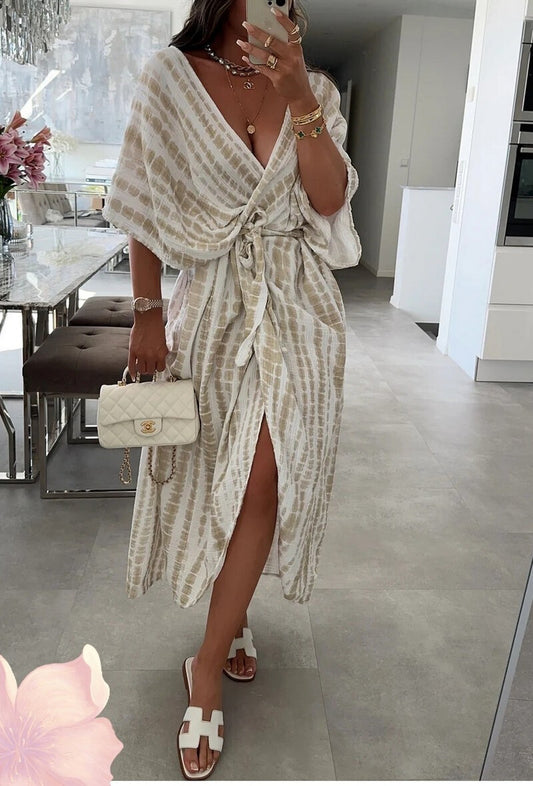 Robe Imprimée en Gaze de Coton Lyne