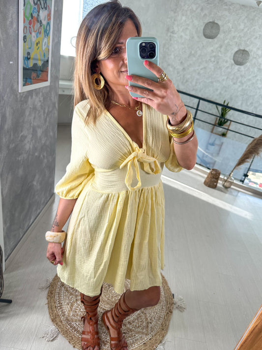 Robe Gaze de coton Jaune Livie