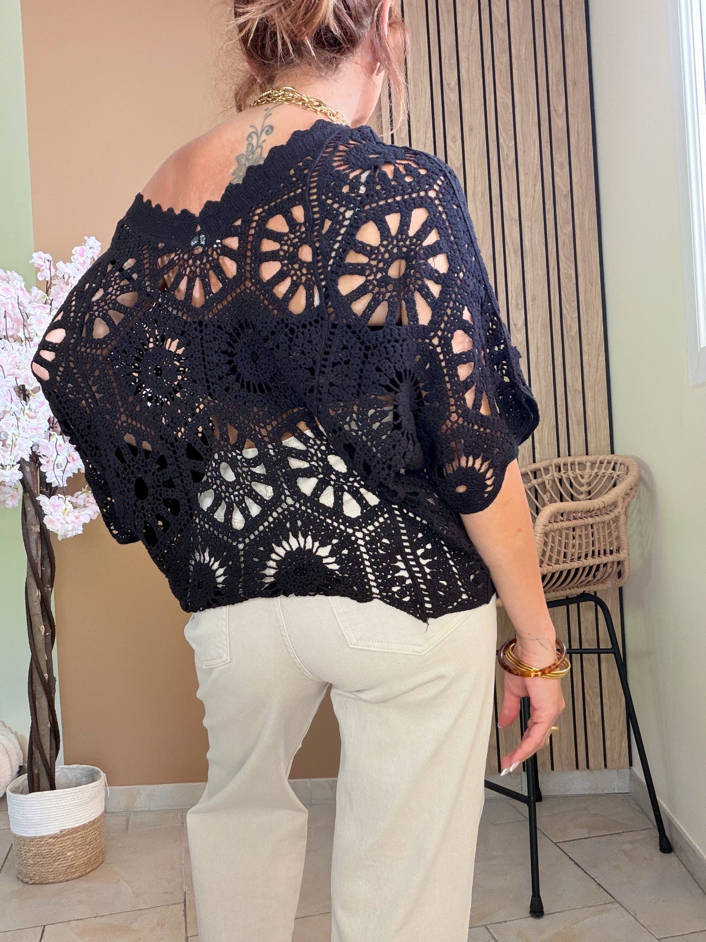 Top crochet Sidney noir