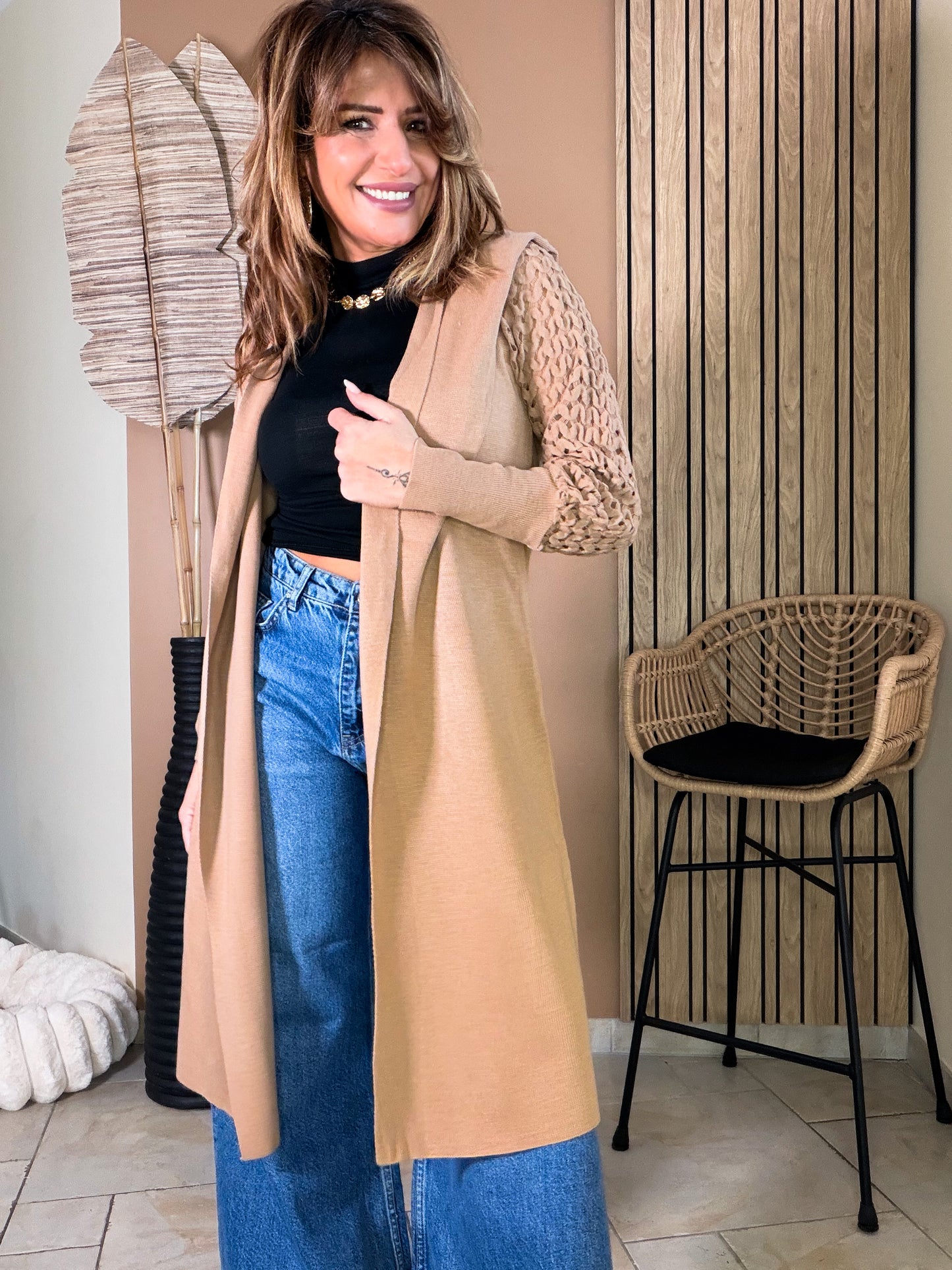 Cardigan soft nomade camel