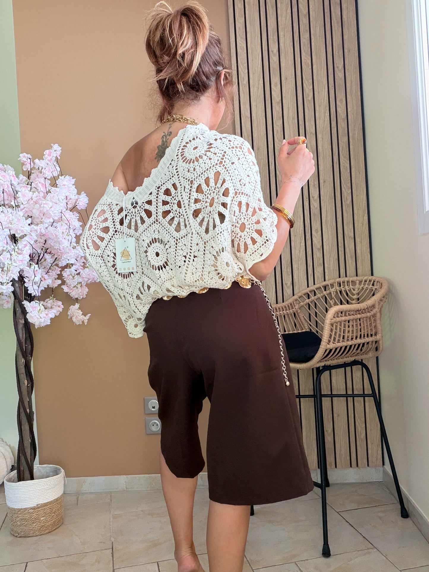 Top crochet Sidney blanc