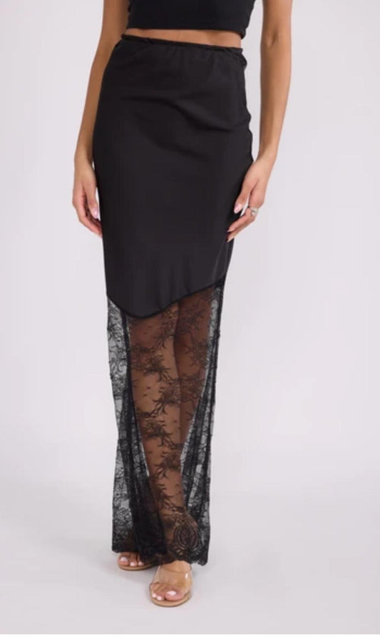 Jupe satin/dentelle Alexane