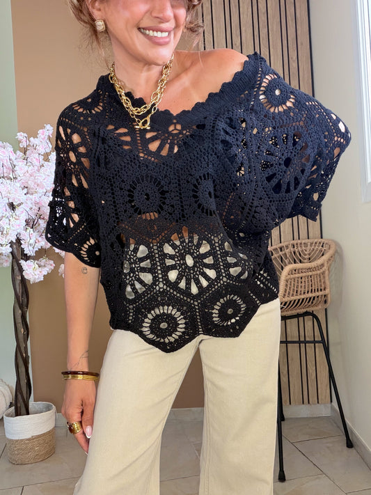 Top crochet Sidney noir