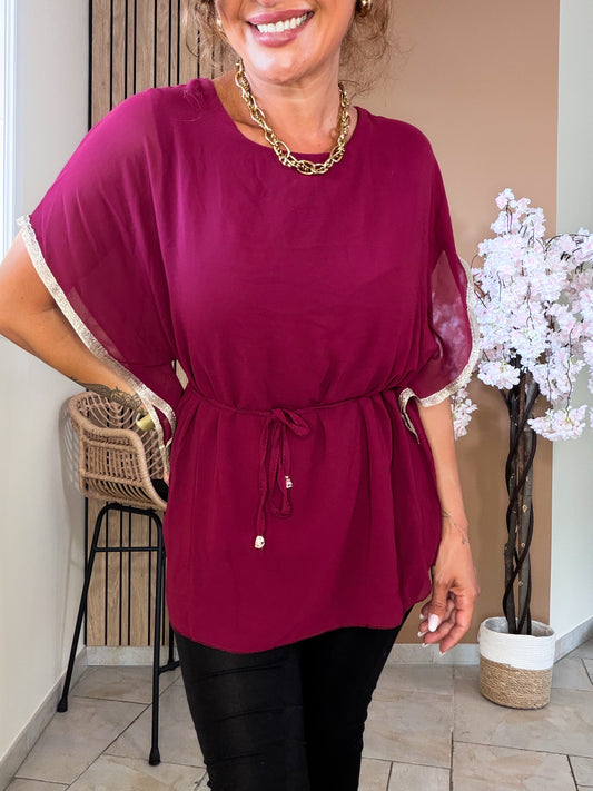 Top blouse golden flow bordeaux
