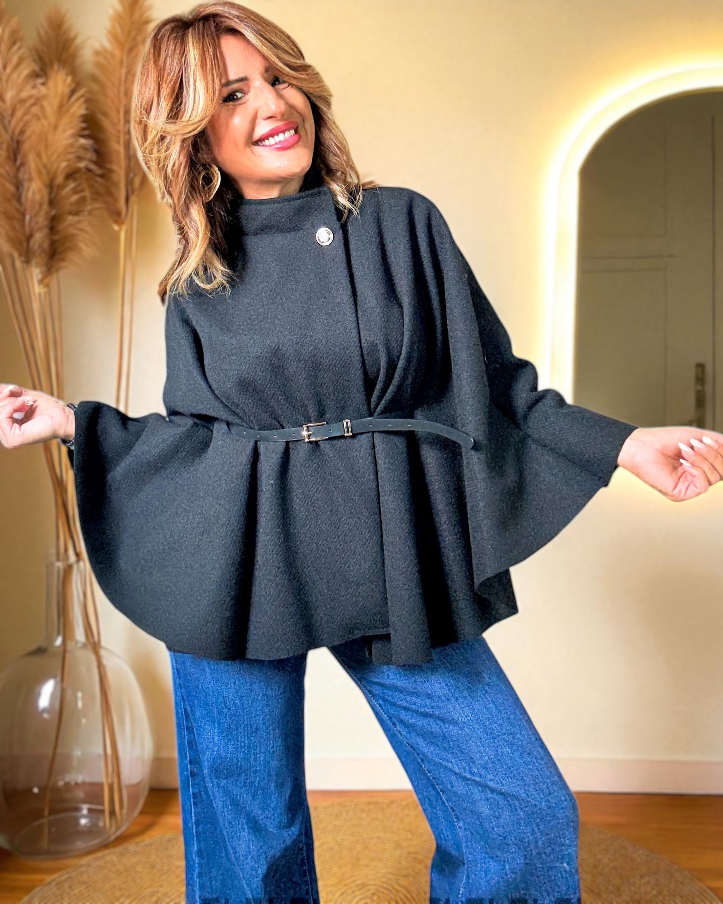 Poncho noir Manhattan