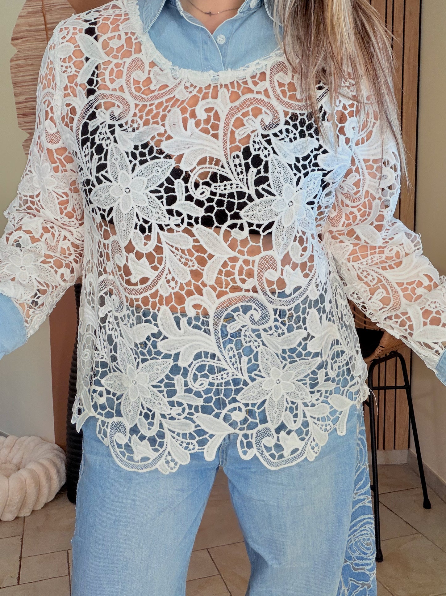 Top Denim Lace