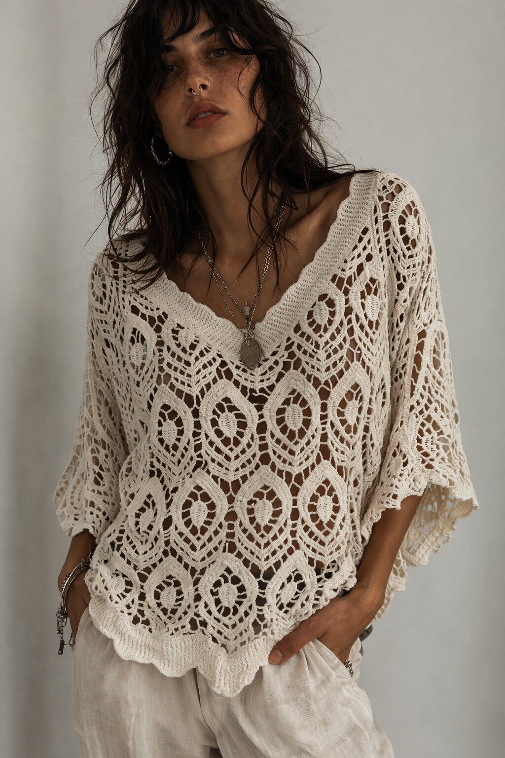 Top crochet été bohème