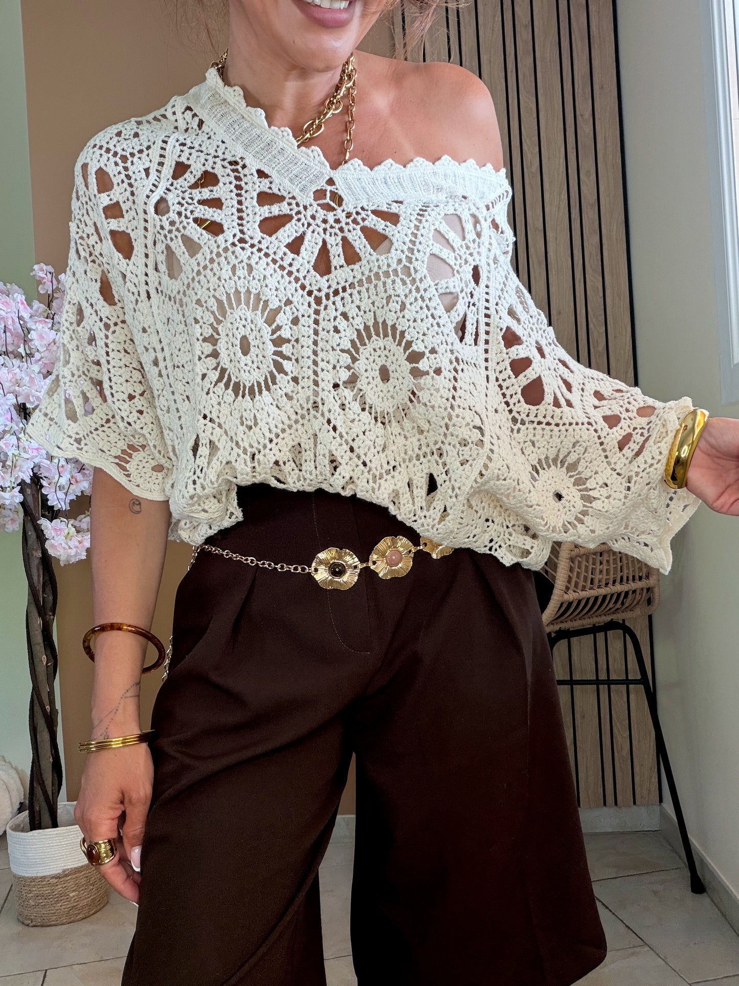 Top crochet Sidney blanc