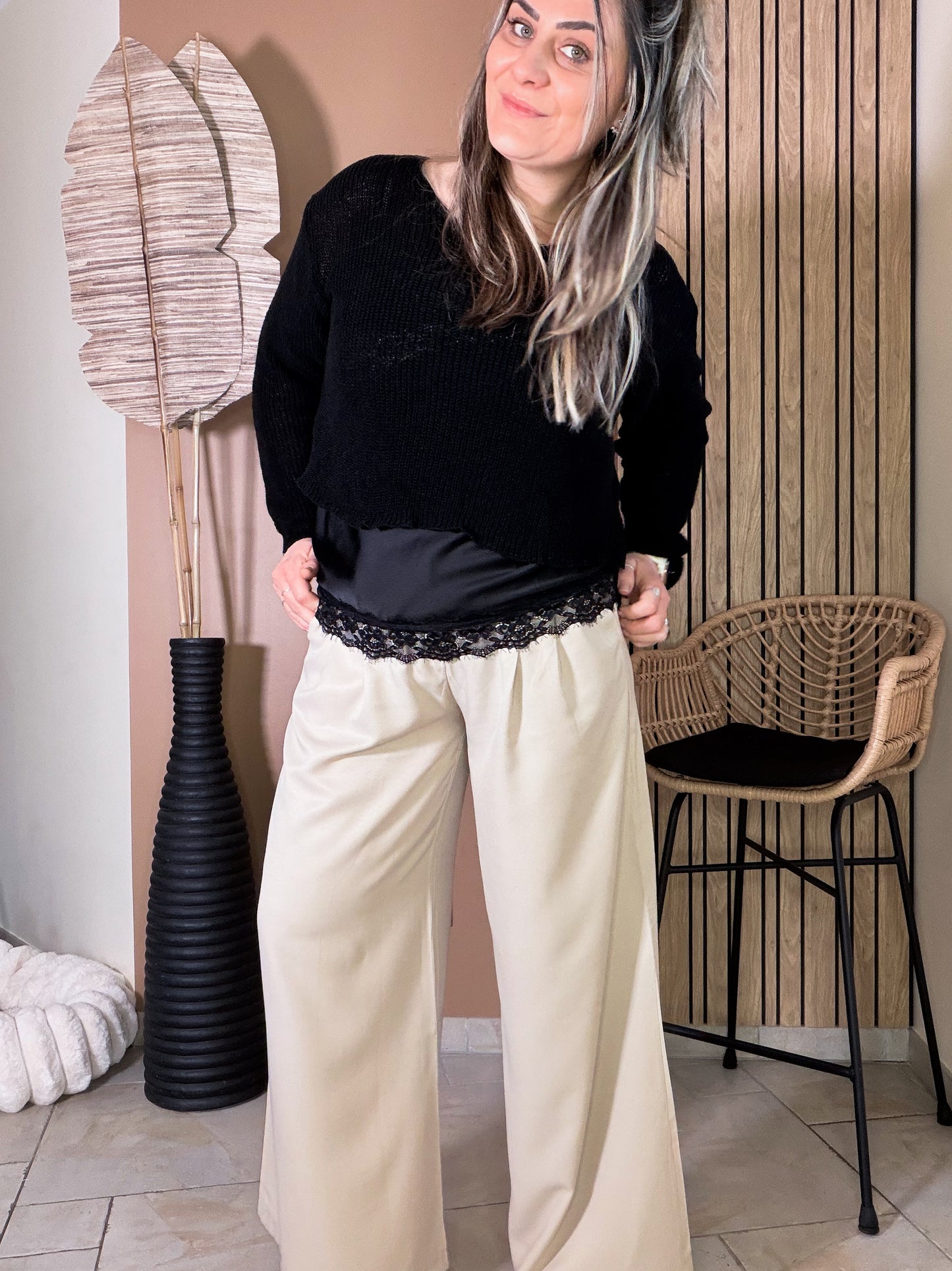 Pantalon Palazzo Beige