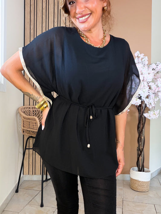 Top Blouse golden flow noir