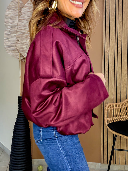 Veste Sienna Suédine Bordeaux
