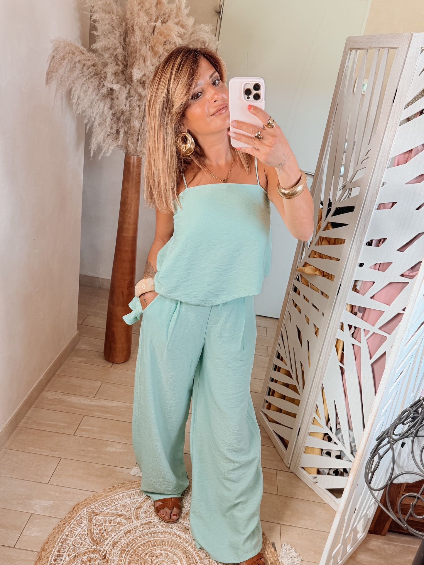 Pantalon Mirella vert d’eau