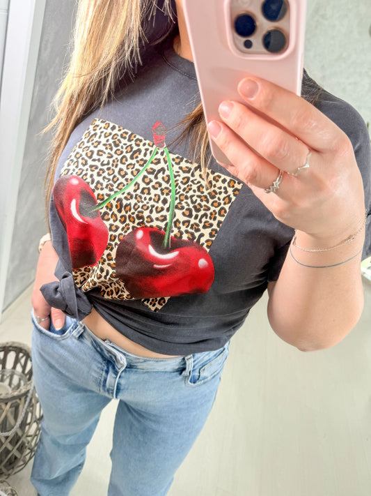T-shirt cerise leopard